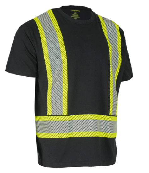 Picture of Forcefield - 022-SEGCBEBK - Athletic Fit Hi-Viz Crew Neck Short Sleeve Safety T-Shirt with Segmented Reflective Tape