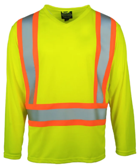 Picture of Forcefield - 022-BEPCSALYLS - Hi-Viz V-Neck Long Sleeve Safety T-Shirt