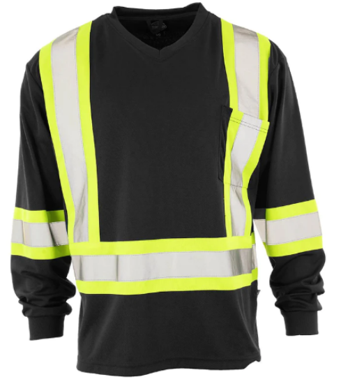 Picture of Forcefield - 022-BEPCSABKL - Hi-Viz V-Neck Long Sleeve Safety T-Shirt