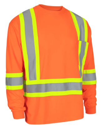 Picture of Forcefield - Hi Vis Crew Neck Long Sleeve Safety Tee with Chest Pocket