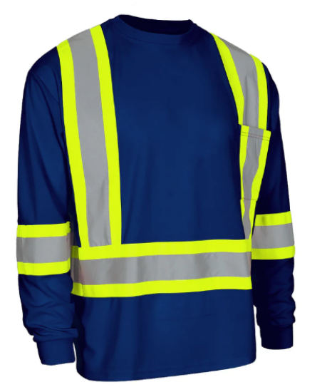 Picture of Forcefield - 022-CBECSANVLS - Hi-Viz Crew Neck Long Sleeve Safety T-Shirt with Chest Pocket