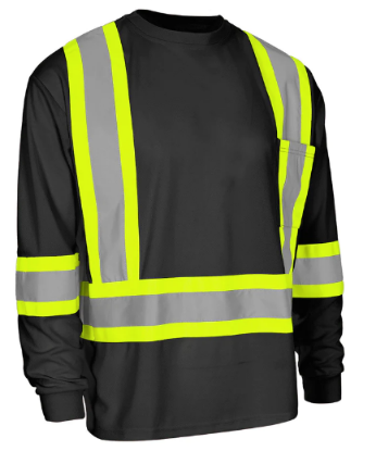 Picture of Forcefield - 022-CBECSABKLS - Hi-Viz Crew Neck Long Sleeve Safety T-Shirt Chest Pocket