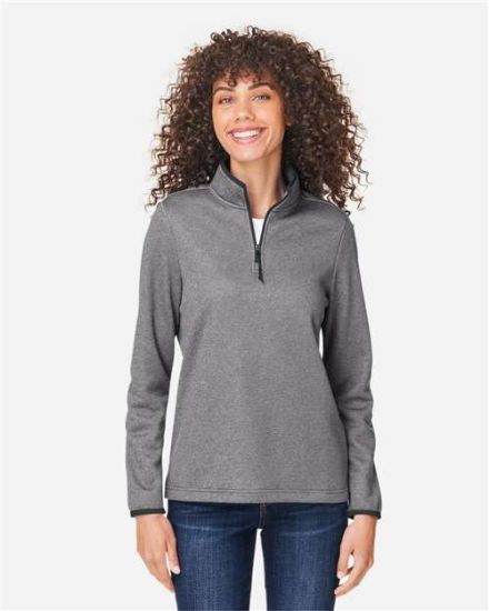 Picture of Core 365 - Womens Venture Heathered Stripe Quarter-Zip Pullover