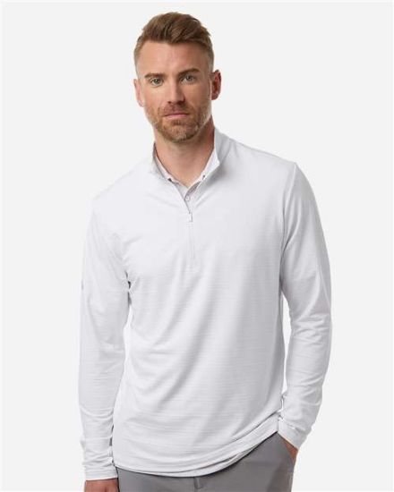 Picture of Adidas - Mens Textured Stripe Quarter-Zip Pullover