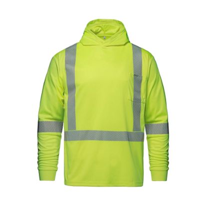 Picture of S05985 - GLOW - Long Sleeve Hi-VIS Hooded T-Shirt with Segmented Stripes