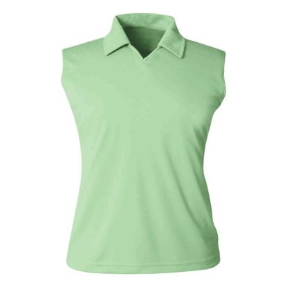 Picture of GS190 Custom Solid sleeveless polo shirt with self fabric johnny collar (ladies')
