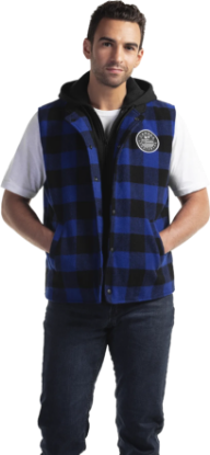 Picture of VT155 Custom Wool plaid vest with fleece fooler & hood