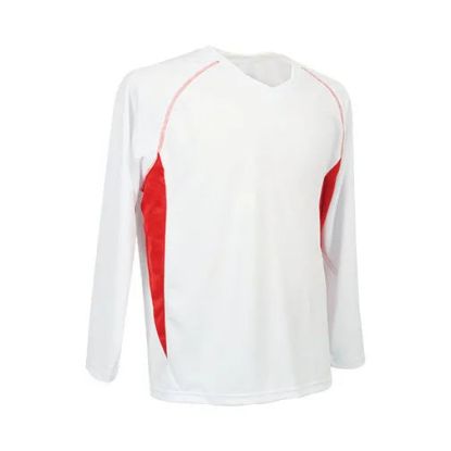 Picture of TS114 Custom Two-toned long sleeve v-neck shirt with contrast stitching