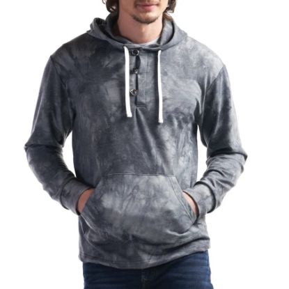Picture of PO231 Custom Tie Dye French Terry – Hoodie with button placket (men’s) - Available in Charcoal, Denim and Purple