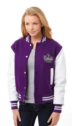 Picture of JK543 - Custom Ladies Melton and Leather Varsity Jacket