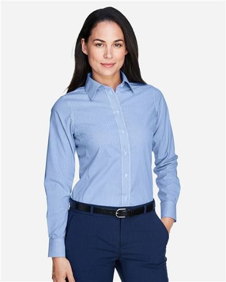 Picture of D645W - Women's Crown Collection® Banker Stripe Woven Dress Shirt