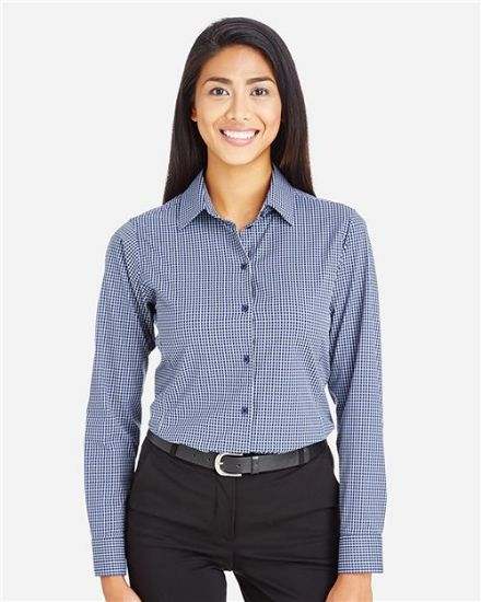 Picture of DG535W - Women's CrownLux Performance® Tonal Mini Check Woven Dress Shirt
