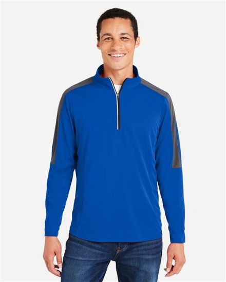 Picture of CE404 - Men's Market Snag Protect Mesh Colorblock Quarter-Zip Pullover
